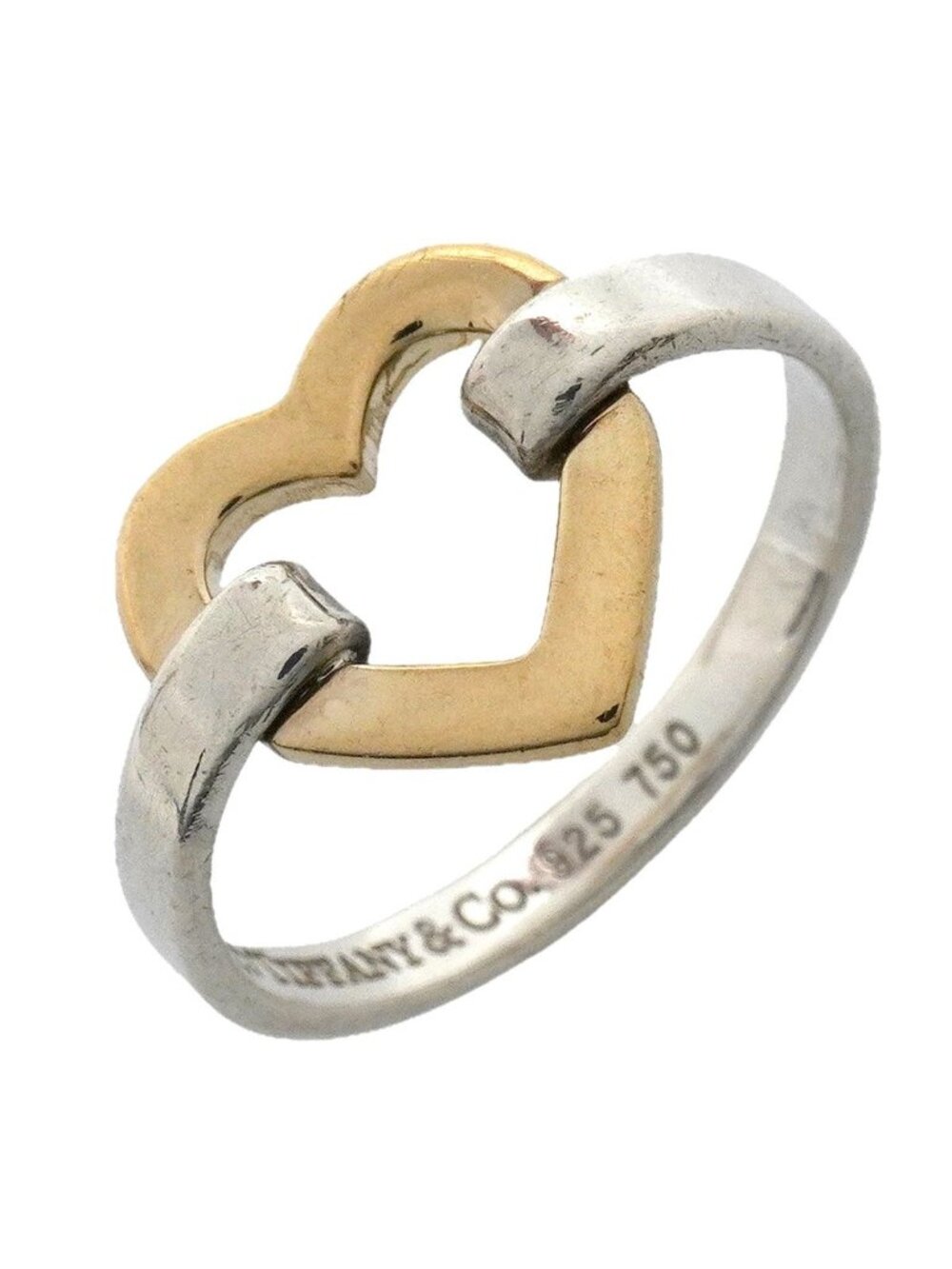 Tiffany & Co Ring Heart 18k Yellow Gold 925 Sterling Silver